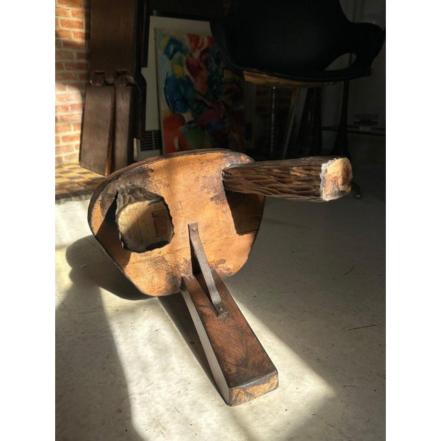 Brown French Brutalist Side Chair in Carved Oak, 1960s For Sale - Image 8 of 9