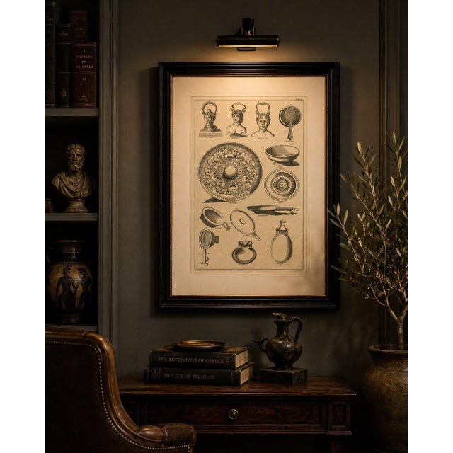 Title: Roman Mirrors, Vessels & Mythological Antiquities Engraving, 1721 : This elegant early eighteenth-century copper...