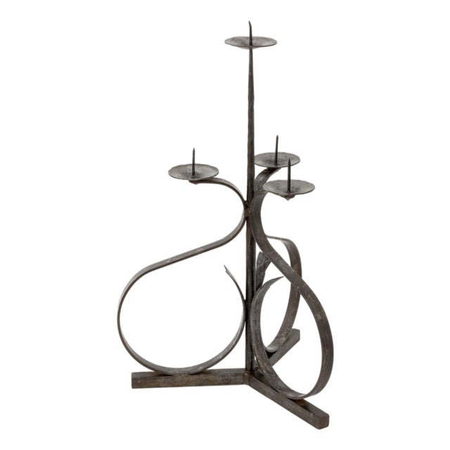 Arts & Crafts Wrought Metal 4-Branch Candelabra For Sale