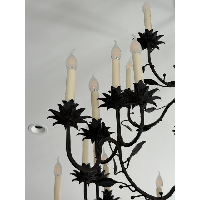 Paul Ferrante Paul Ferrante Model 2000 Multi-Tier Gilt Wood & Hand-Forged Iron Chandelier For Sale - Image 4 of 9
