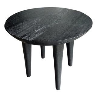 Andrianna Shamaris Minimalist Charred Round Side Table For Sale