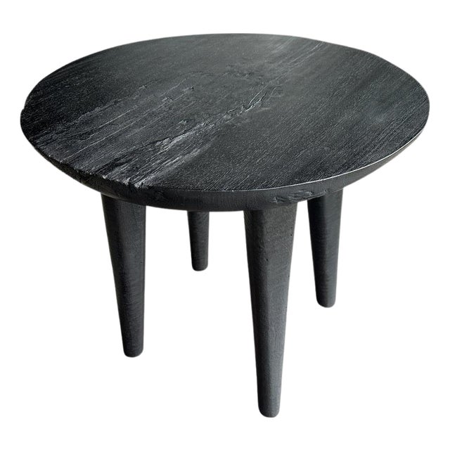 Andrianna Shamaris Minimalist Charred Round Side Table For Sale