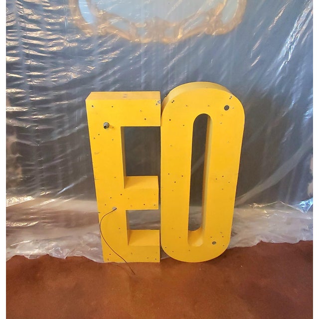 Vintage 40" Architectural Salvage Sign For Sale In Dallas - Image 6 of 12