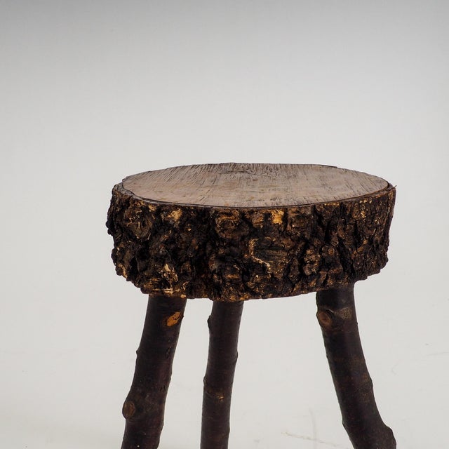 Rustic Hand-Crafted Wooden Stool, 1960s For Sale - Image 11 of 14