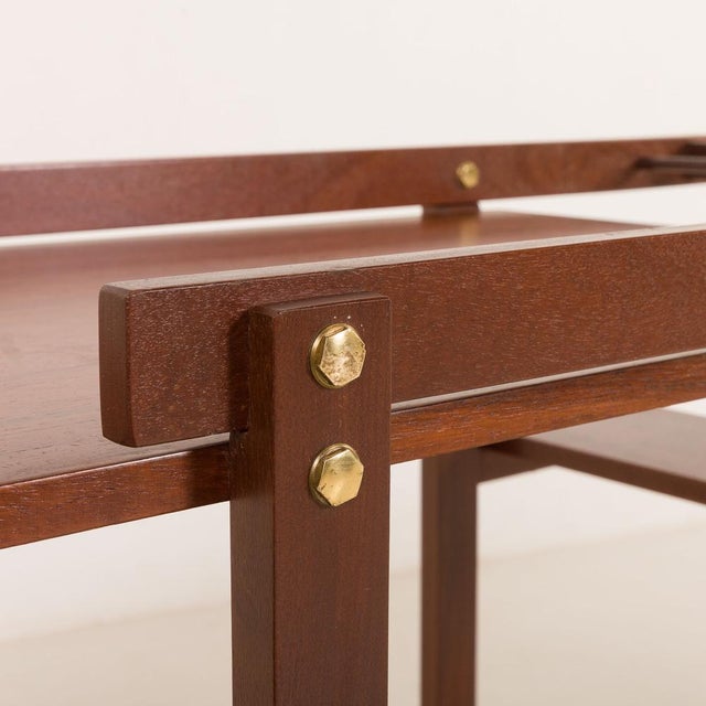Brown Vintage Brass and Teak Bar Cart, 1960s For Sale - Image 8 of 13
