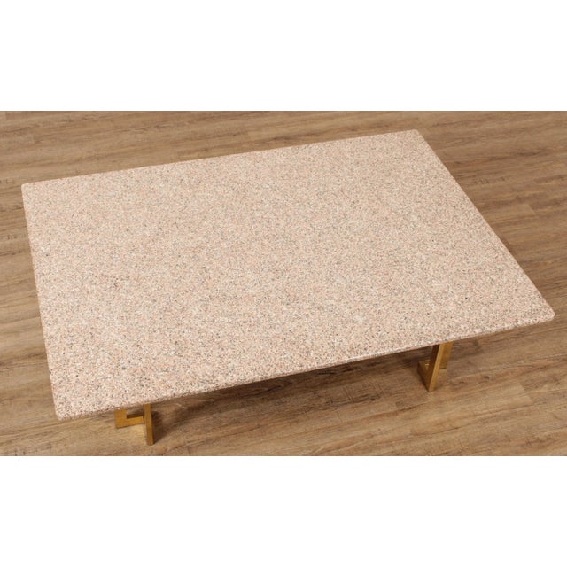 Metal Modern Vintage Brass & Granite Coffee Table For Sale - Image 7 of 13