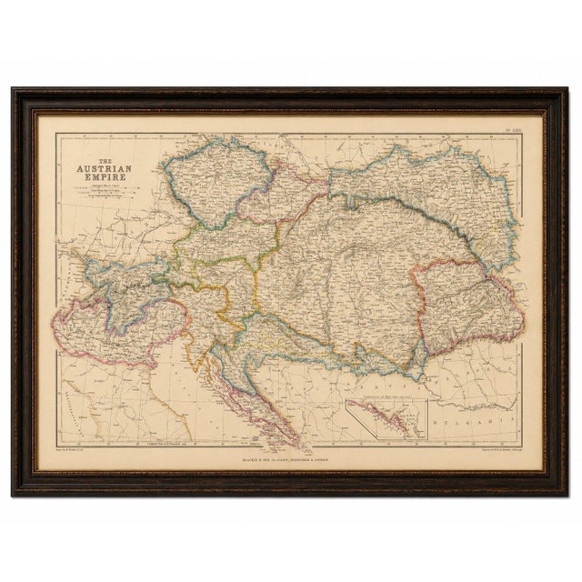 Original Antique Map of the Austrian Empire, Austria-Hungary c.1860 This large and highly detailed original antique map...