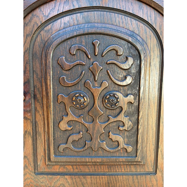 Brown Early 20th Century Jacobean Revival Carved Oak Court Cupboard Cabinet For Sale - Image 8 of 9