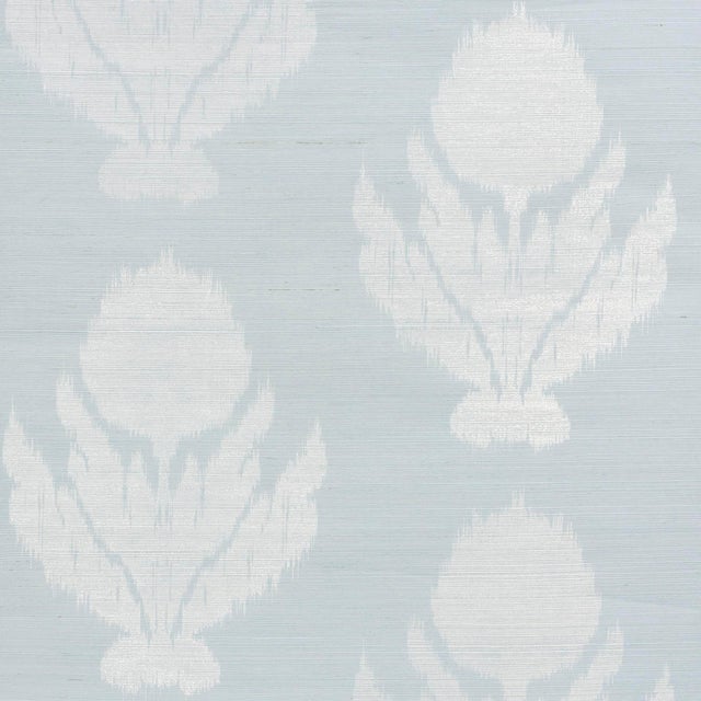 Sample - Schumacher Agra Sisal Wallpaper in Sky For Sale