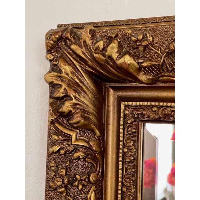 Mid Century Bella French Ornate Giltwood Beveled Wall Mirror For Sale - Image 12 of 18