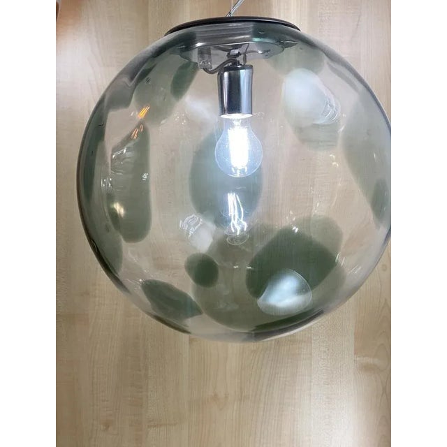 Metal Olive-Green and Transparent Sphere Lamp in Murano Glass from Simoeng, 1990s For Sale - Image 7 of 9