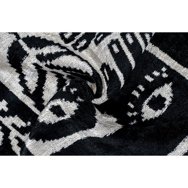 2020s Handmade Velvet Throw Pillow With Black and White Abstract Eye Design & Down Feather Insert For Sale - Image 5 of 8