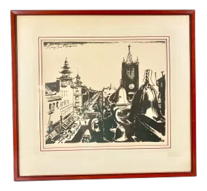 Vintage 1955 Ray Sullivan Print Titled Chinatown