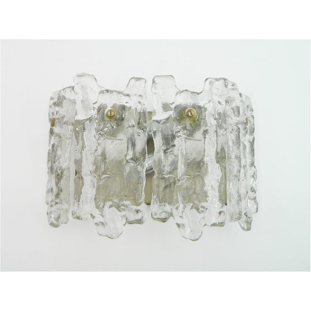 Vintage Sierra Ice Glass Wall Lights by Kalmar Vienna, 1970s, Set of 2 For Sale - Image 11 of 12