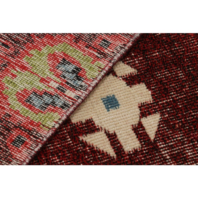 Textile Vintage Mid-Century Purple and Red Geometric Wool Rug With Multi-Color Accents For Sale - Image 7 of 7