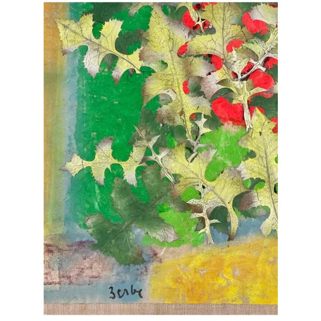 Karl Zerbe, Boston Modernist Painting Floral Foliage Collage German Expressionist Karl Zerbe, 1965 For Sale - Image 13 of 17