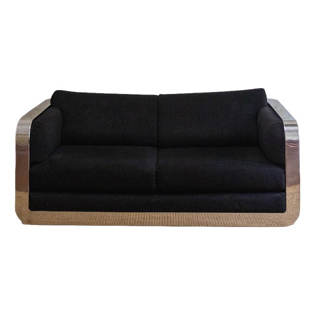 Industrial Two-Seater Velvet and Chrome Steel Sofa from Dada, 1970s For Sale