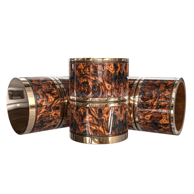 Art Deco "Melagrana" Ice Bucket With Special Burl Walnut and Bronze For Sale - Image 3 of 5