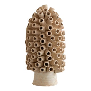 Unglazed Terracotta Cylindrical Sculpture | One of a Kind For Sale