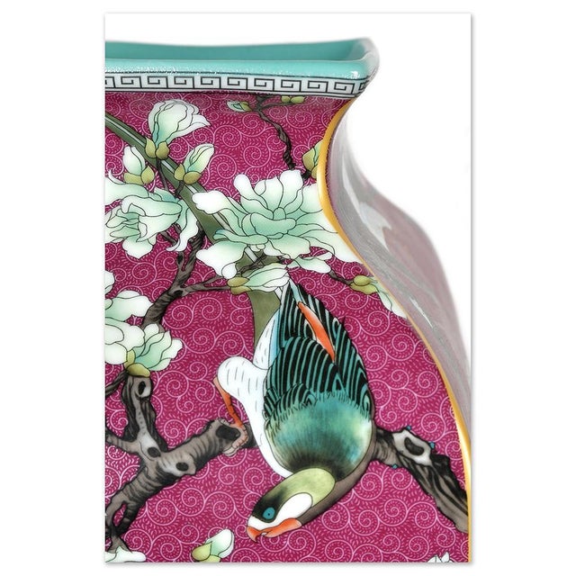 Asian Porcelain Vase with Birds and Flowers For Sale - Image 3 of 6
