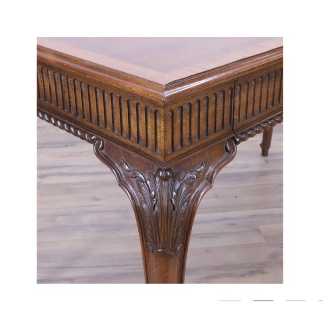 Brown Early 20th Century George III Style Banded Mahogany Two-Drawer Console Table For Sale - Image 8 of 9