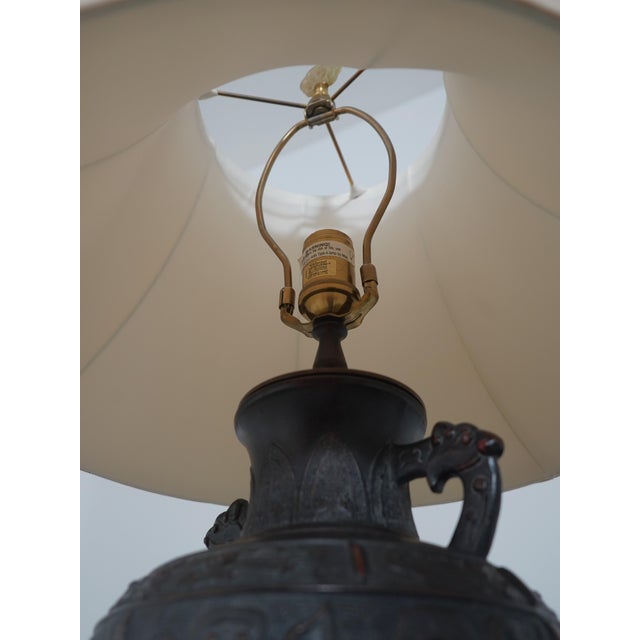 1990s Wildwood Chinese Design Bronze Urn Table Lamp For Sale - Image 10 of 12