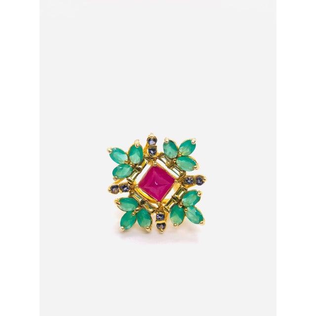 Bochic Capri Vintage 18K Gold & Silver Multi-Gem Cocktail Ring, 1999 For Sale - Image 9 of 11