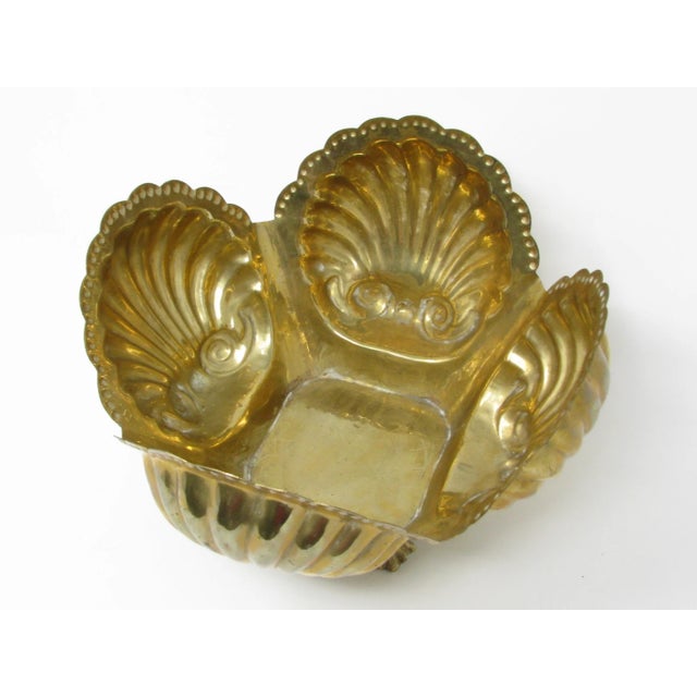 Vintage Clamshell Shaped Footed Brass Planter For Sale In Chicago - Image 6 of 12