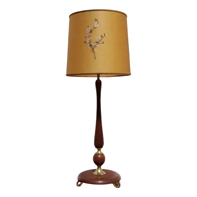 Art Nouveau Lacquered Wood Table Lamp, 1930s For Sale