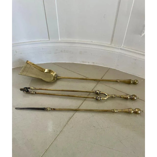 Mid 19th Century Antique Victorian Brass Fire Irons, 1860s, Set of 3 For Sale - Image 5 of 6