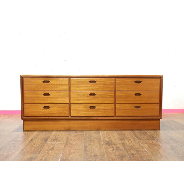 Wood Mid Century Modern Vintage Teak Dresser Bank of Drawers Chest For Sale - Image 7 of 15