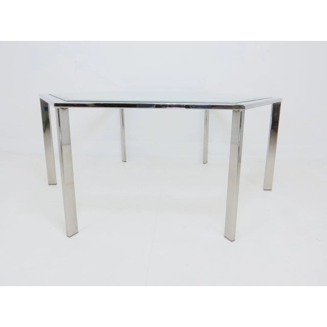 1970s Hexagonal Chrome and Glass Coffee Table For Sale - Image 9 of 11