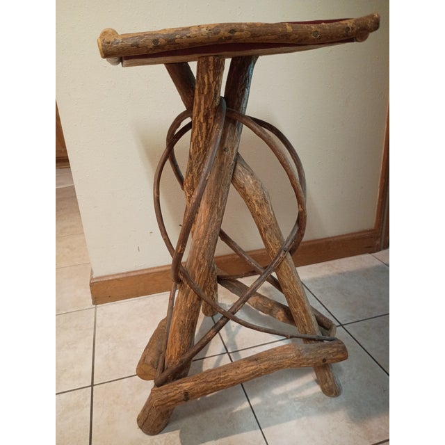 Wood Early 20th Century Folk Art Bent Willow Adirondack Accent Table For Sale - Image 7 of 9