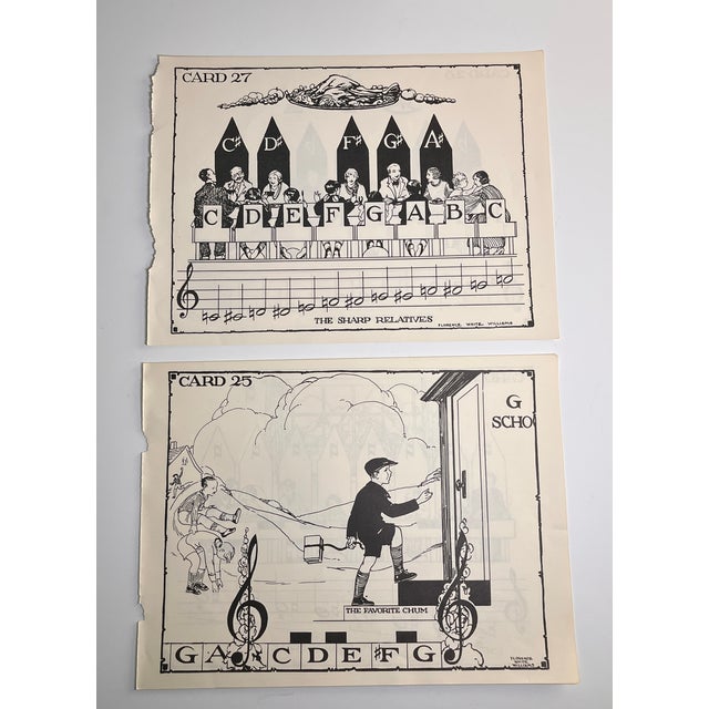 Vintage set of two wonderful illustrations ready to be matted and framed. 1935 book on music instruction for children by...