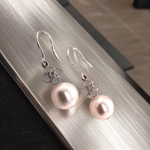 Diamond Akoya Pearl Earrings 14 Karat White Gold Certified For Sale - Image 9 of 10