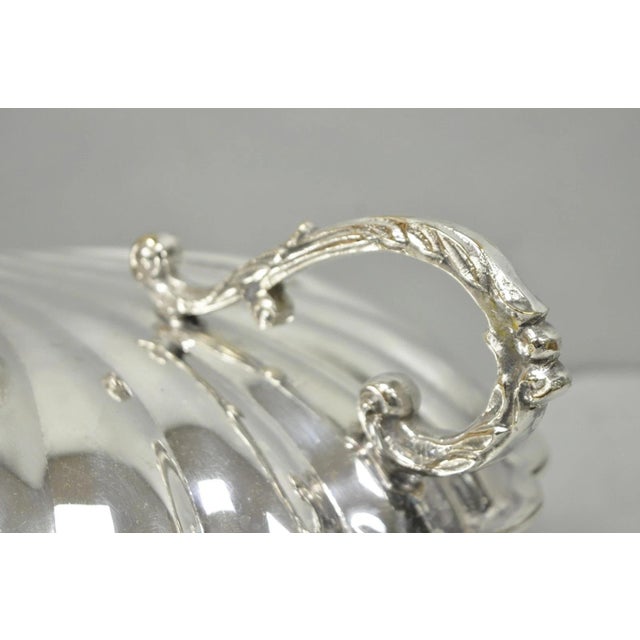 Traditional Vintage Regency Style Silver Plated Clam Shell Hinged Warmer With Floral Handle For Sale - Image 3 of 16