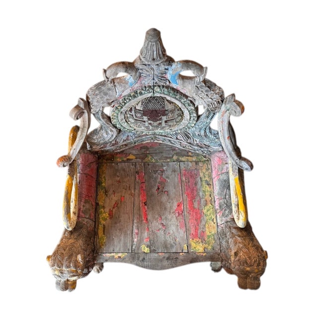 Late 19th Century Anglo-Indian Peacock and Lion Throne Chair For Sale - Image 4 of 17