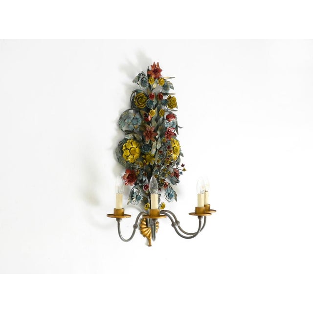 Vintage Hand-Painted and Gilded Metal Wall Lamp by Hans Möller, 1960s For Sale - Image 4 of 18