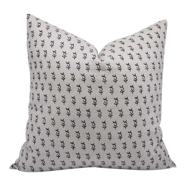 Fabdivine Indian Block Print Cushion Cover 14x14 Inch Pure Linen- Trimab For Sale