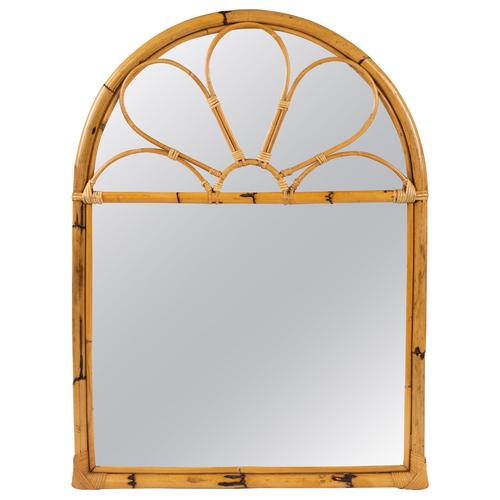 Mid-Century Modern Arch Wall Mirror in Bamboo and Rattan, 1970s For Sale - Image 9 of 9