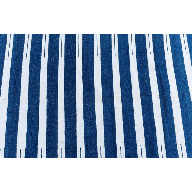 Doris Leslie Blau Dhurrie Mid-Century Stripes White Handmade Runner For Sale In New York - Image 6 of 8