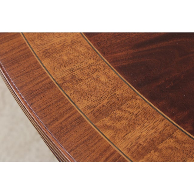 Round Large Banded Mahogany Inlaid Dining Table For Sale - Image 9 of 18