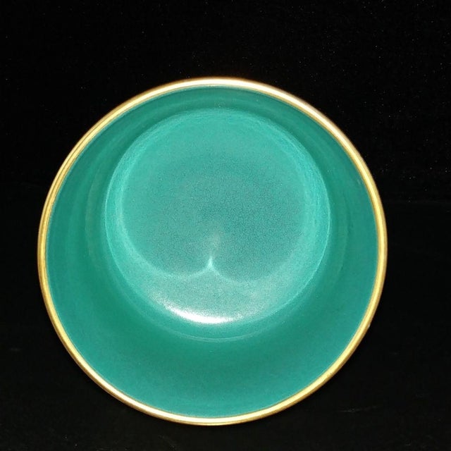 Vintage Yellow Ground Famille Rose Stem Cup With Green Dragons For Sale - Image 4 of 9