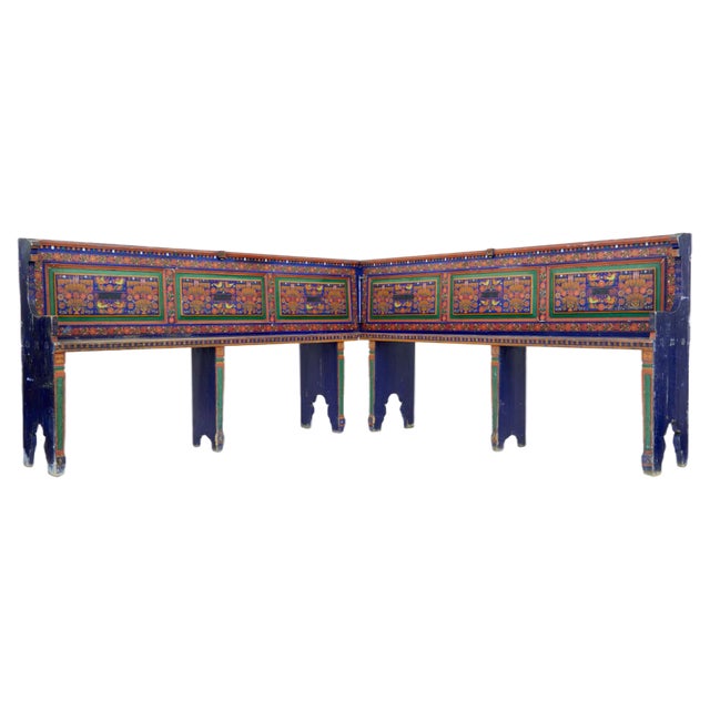 19th Century Folk Art Hand Painted Corner Seat For Sale
