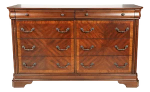 Traditional English Inlay 8 Drawer Contemporary Dresser