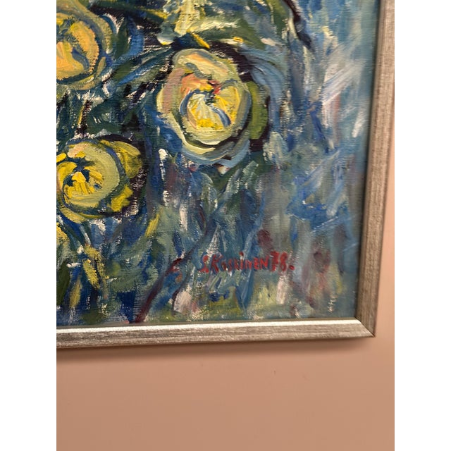 Mid-Century Modern S. Koskinen, Flower, 1978, Oil on Canvas, Framed For Sale - Image 3 of 18