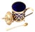 Silver Mustard Bowl with Blue Glass Core, Set of 2 For Sale