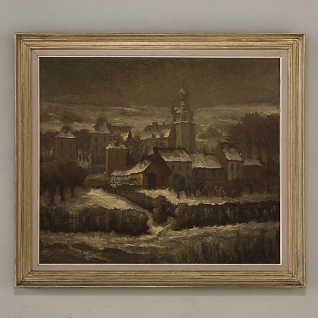Framed Oil Painting on Board by Maurice Fourneau (1900-1990) 'Winter Village' For Sale In Dallas - Image 6 of 15