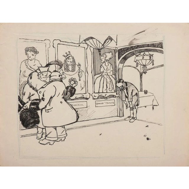 Visit the Castle'' is an original drawing in China Ink on paper realized by Henri-Paul Pecquieraux The state of...