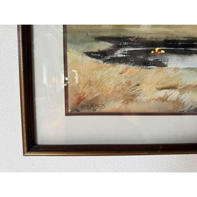 1980s 1980's Vintage B. Mills Florida Landscape Watercolor Painting, Framed For Sale - Image 5 of 11